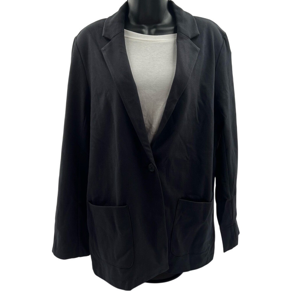 Amazon Essentials Womens Black Ponte Blazer Jacket Size S Single Button‎ NWT